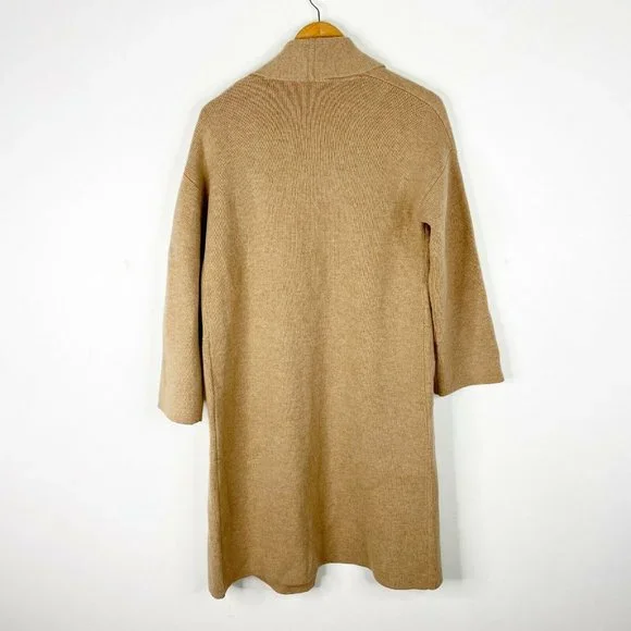 Madewell Womens Camel Beige Rivington Soft Merino Wool Coat Sweater Size XS - Picture 3 of 6